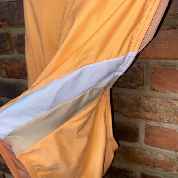 New J. Crew Peach Orange Color Block One-Piece Swim Bathing Suit Women's Size 22 - Picture 3 of 8